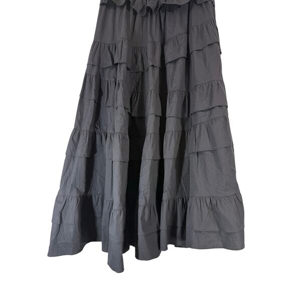 Wayward Fancies Asymmetric Ruffle Tier Cotton Poplin Skirt Black Size M - Picture 7 of 12